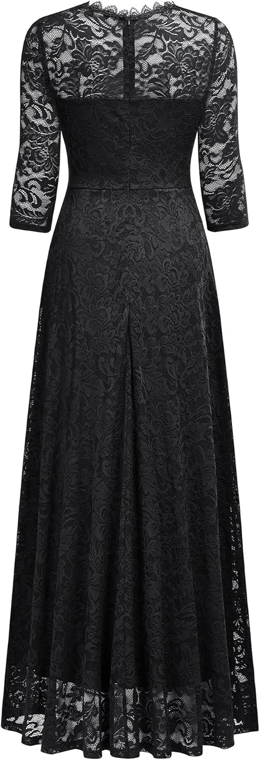 MISSMAY Women's Formal Floral Lace 2/3 Sleeves Bridesmaid Party Maxi Dress - Image 6
