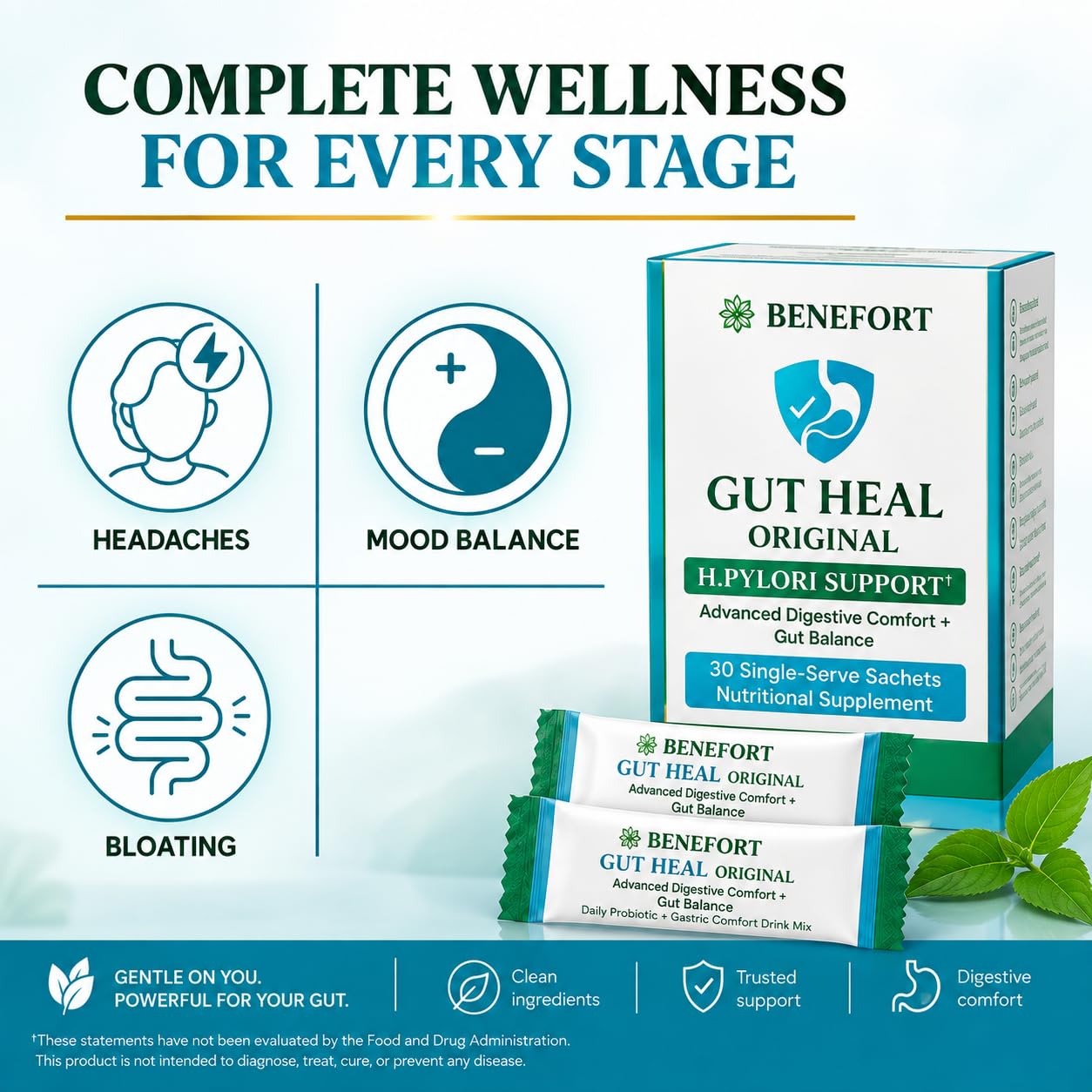 Gut Heal Advanced Probiotic Powder | 60B CFU L. reuteri DSM17648 (Pylopass®) | Acid Reflux, Heartburn & H. Pylori Support | Stomach Soothe Digestive Support, Bloating & Gastric Discomfort | 30 Sachets — Amazon image 7
