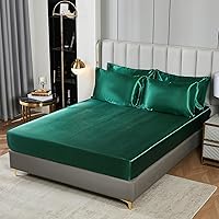 Vista 7 de Juego de edredón de satén con juego de sábanas, ropa de cama en una bolsa, ropa de cama sedosa de lujo con 1 edredón, 1 sábana encimera, 1 sábana