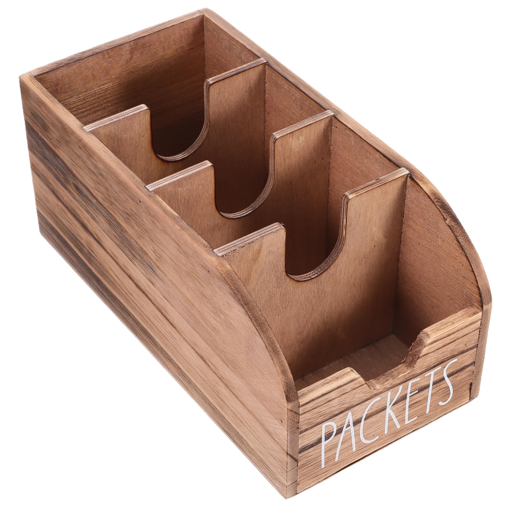 PRETYZOOM Wooden Tea Bag Storage Box with Slots Space Saving Kitchen Organizer for Tea Bags Sugar Packets Coffee and Seasoning Packets Rustic Design