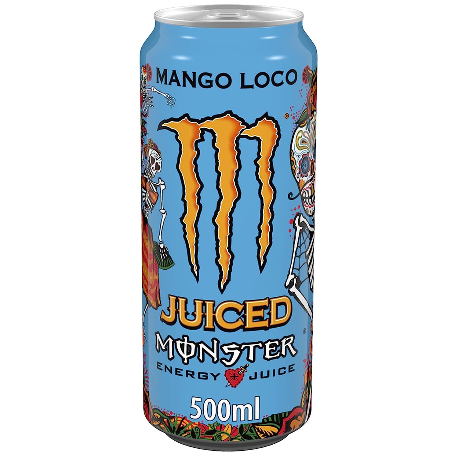 Italian Gourmet Bevanda energetica Mango Loco Energy, 48 x 500 ml | Gusto tropicale con guava e piña; cafeína, afrutado y refrescante, lata, peso neto total 24 L + Polpa gratis 400 g