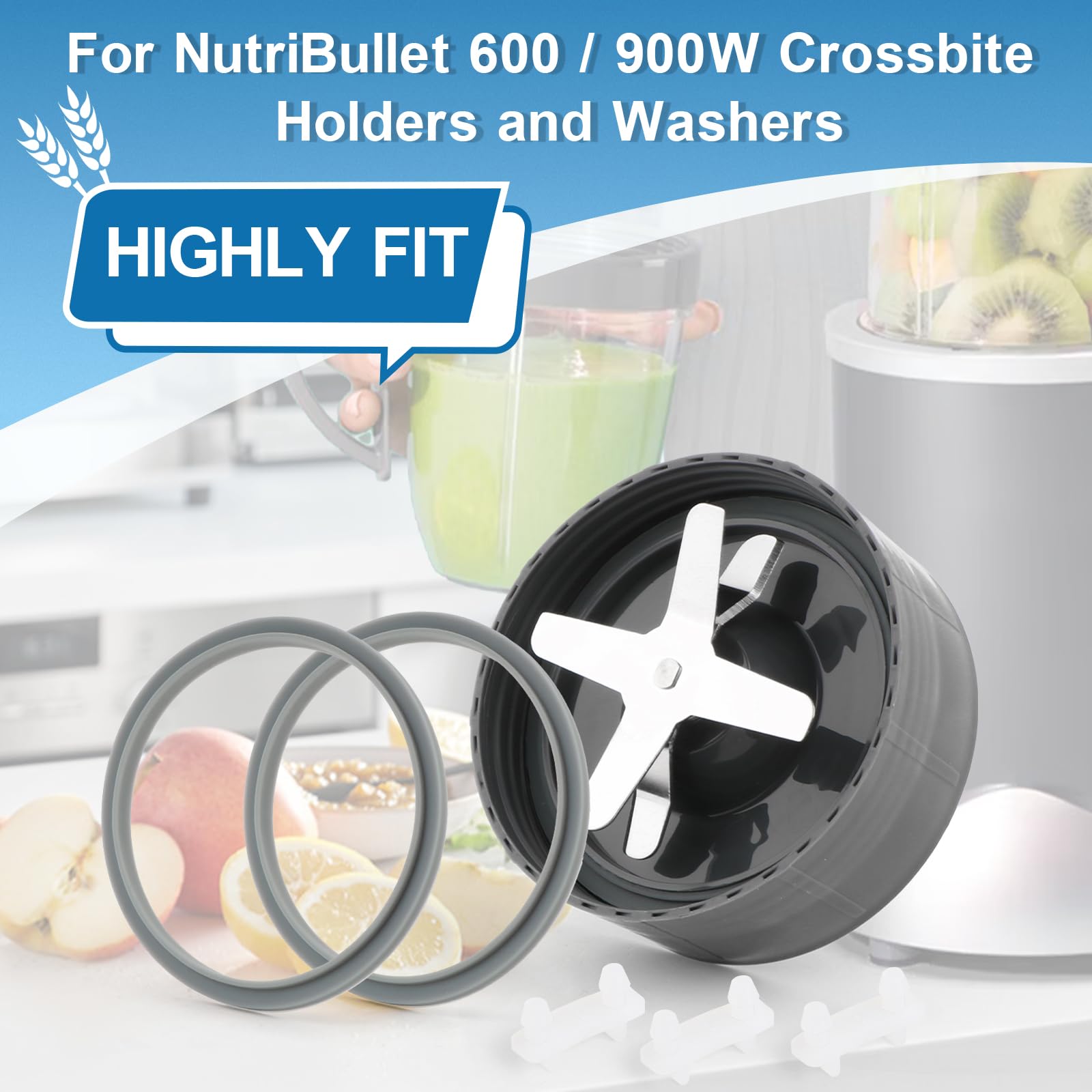 Lame Frullatore per NutriBullet 900W Lame Blender per NutriBullet 600 et 900W Ricambi Frullatore Lama Guarnizione Frullatore per NutriBullet 900W con 3 Cuscini Ammortizzanti
