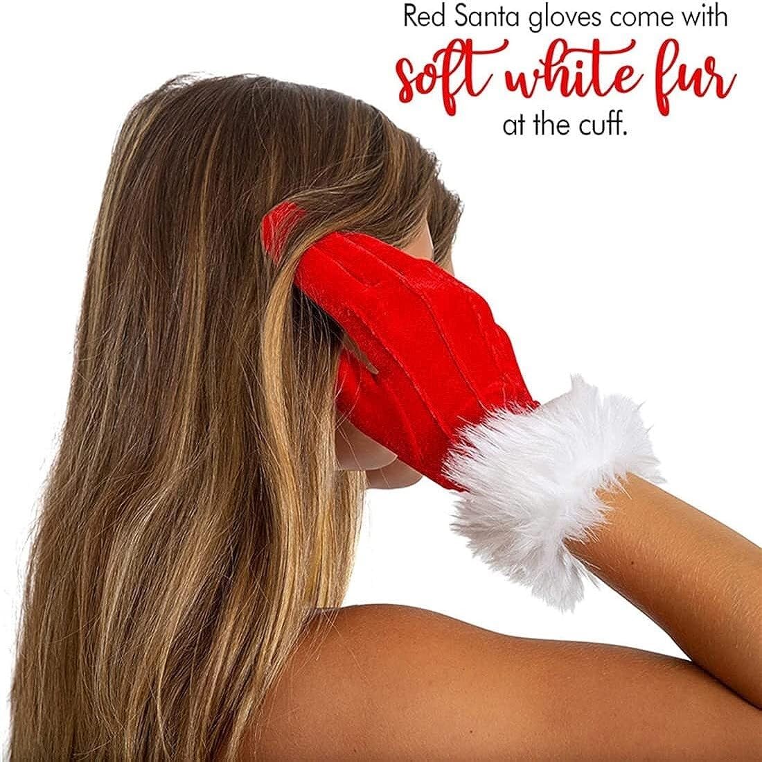 Gants Père Noël Rouge Velours - Accessoire Cosplay Noël, Fêtes, Célébrations (Taille Unique Adulte) - 7