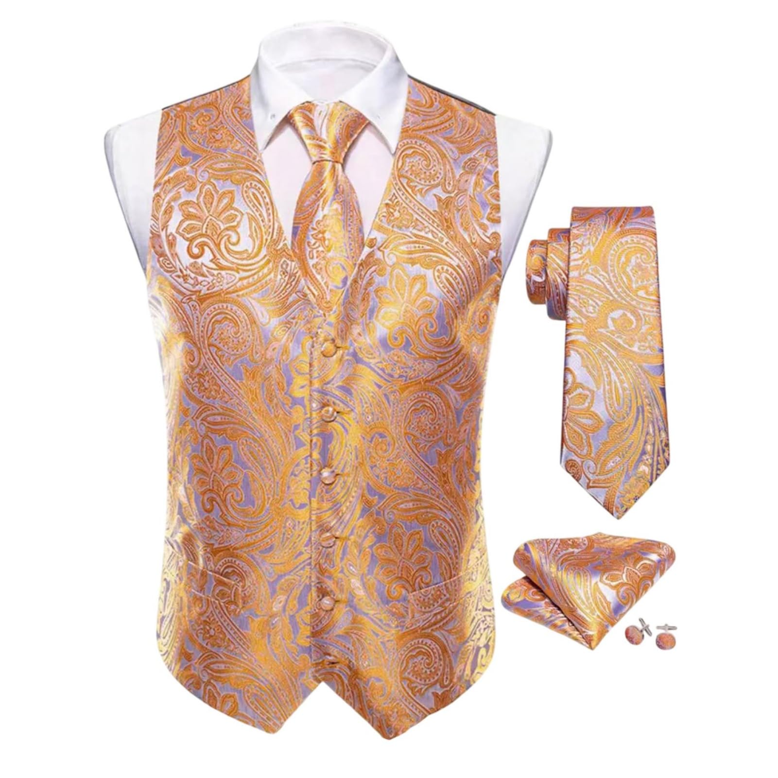 Chaleco de cachemira jacquard ajustado con gemelos exclusivos de alta sastrería 7