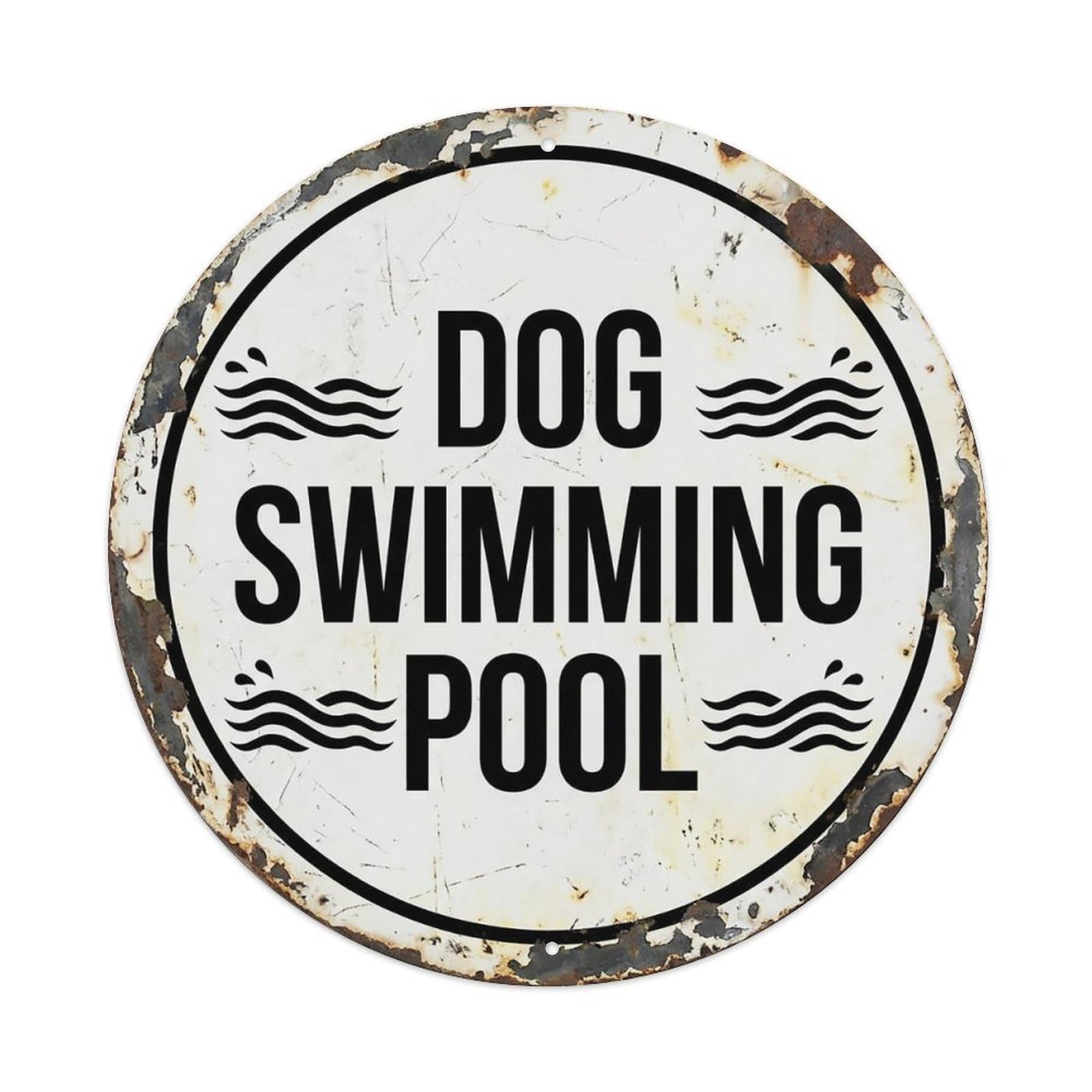 Vintage Dog Swimming Pool Decor Metal Tin Sign