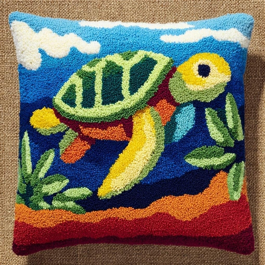 AxiangziK 17x17in Latch Hook Kits for Adults Beginners,Cartoon Turtle
