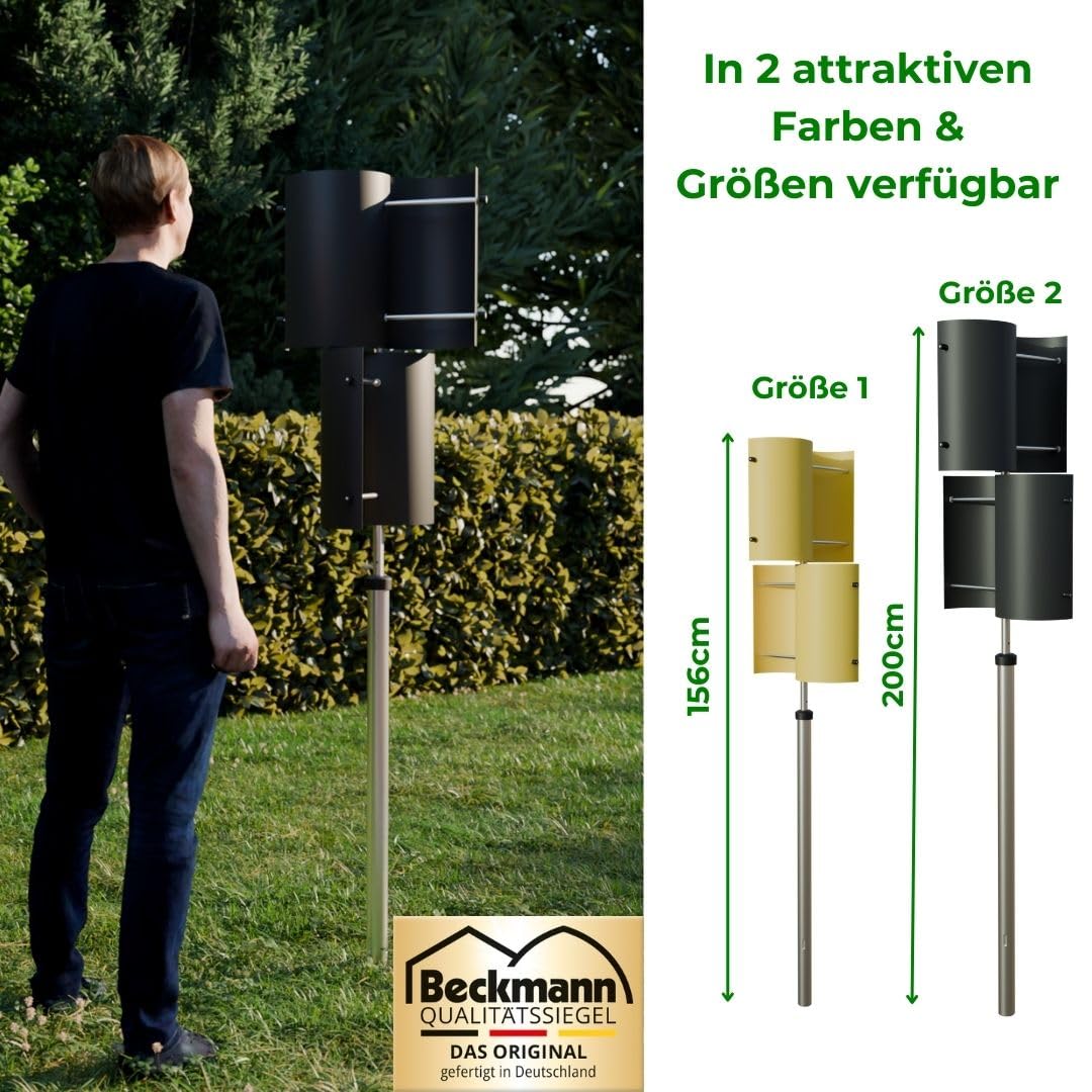 Beckmann Wühlmausscheuche 156 cm – Windrad gegen Maulwurf & Wühlmaus vertreiben – Stabiler Maulwurfschreck & Vertreiber ohne Chemie – Winterfest, Made in Germany