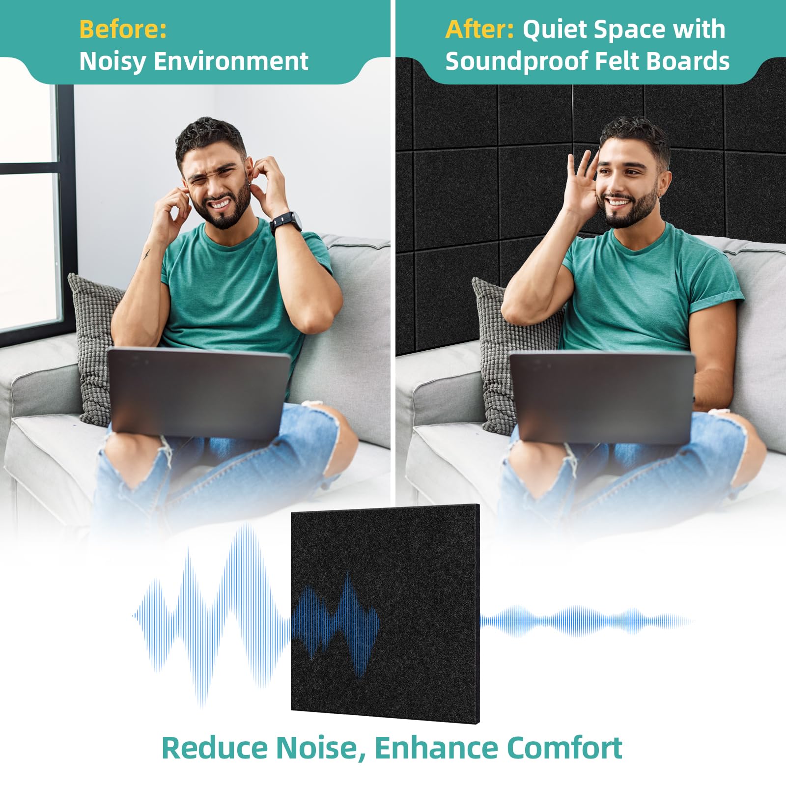 Lot De 12 Grands Carreaux Muraux En Feutre Pour Tableau D