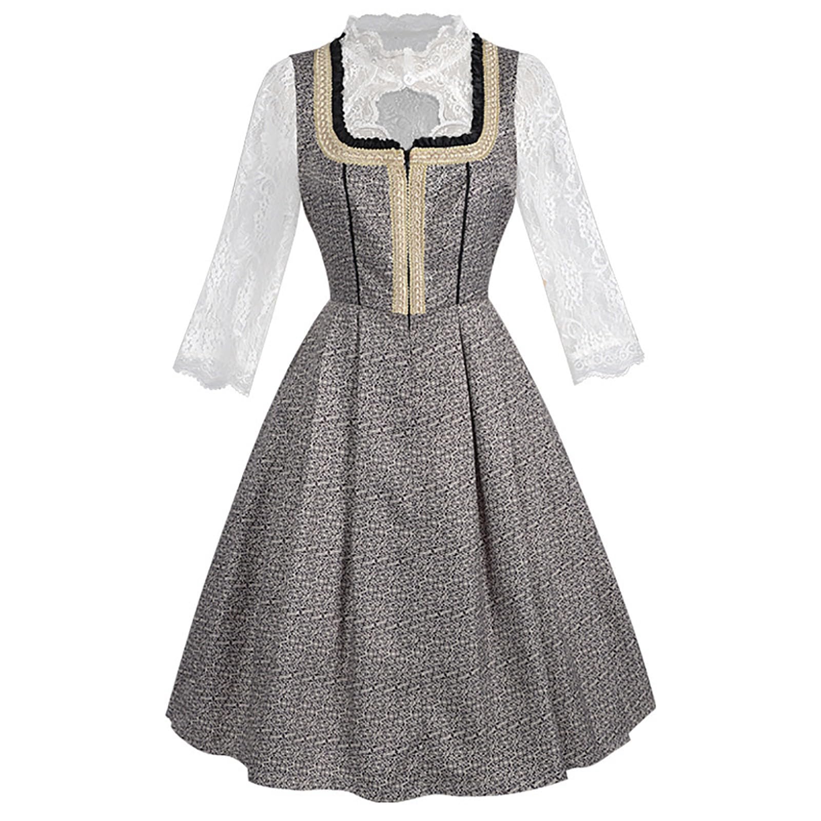 Generisch 2026 Vestido de cosplay de encaje para mujer gótico para fiesta de Halloween, aspecto de corsé medieval, traje histórico de fiesta para carnaval, mercado medieval, ropa de baile romántica de