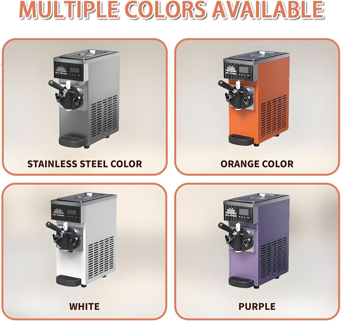 Single Flavor Soft Serve Ice Cream Maker Machine, Ice Cream Maker Machine for Home, 4-5kg/H Yield, Pre-Cooling & Auto Clean, LCD Panel for Bars Restaurants Purple