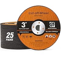 Vista 1 de 25 PCS Ruedas de Corte de 3 Pulgadas para Metal y Acero Inoxidable para Amoladora Angular 3"x1/16"x3/8" Disco de Corte Amoladora de Troquel Rueda