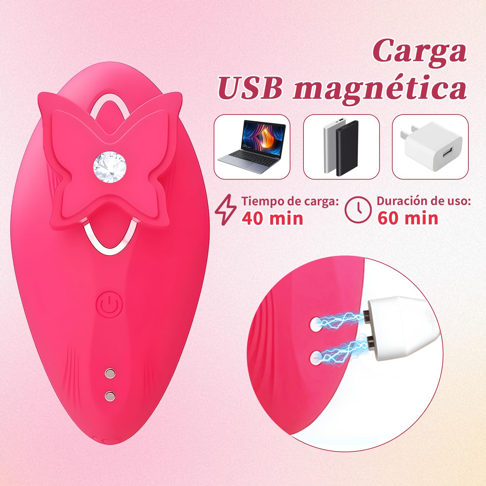 Vibradores Mariposas Vibradorador Clítoris Mujer Juguetes Eróticos | Vibrador Control Remoto App Huevos Vibradores con 9 Modos de Vibración Estimulador de Clítoris Femenino Sex Toys Silicona