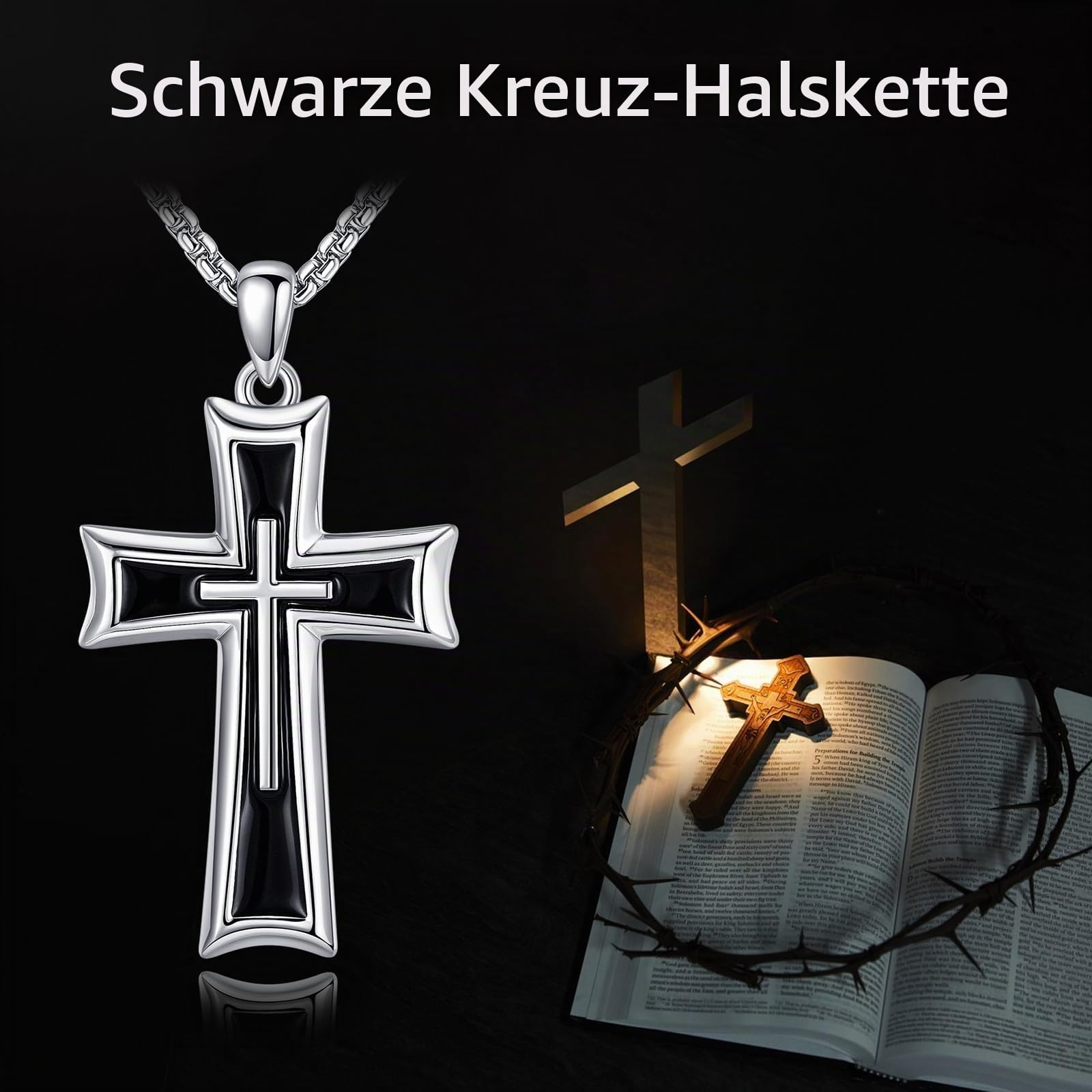 POPLYKE Kreuz Kette 925 Sterling Silber Jesus Kruzifix Kette Christian Halskette Männer St Michael St Benedikt St George kette Amulet Medal Schmuck 18-22"
