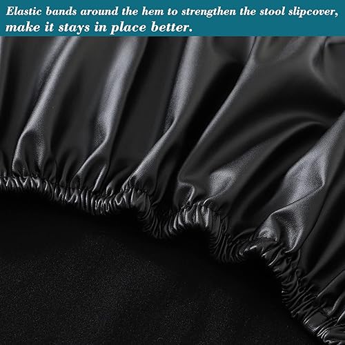 Miniatura 6 de Fundas para taburetes, paquete de 2 fundas elásticas impermeables de poliuretano para taburetes de bar, extraíbles y lavables, con bandas elásticas