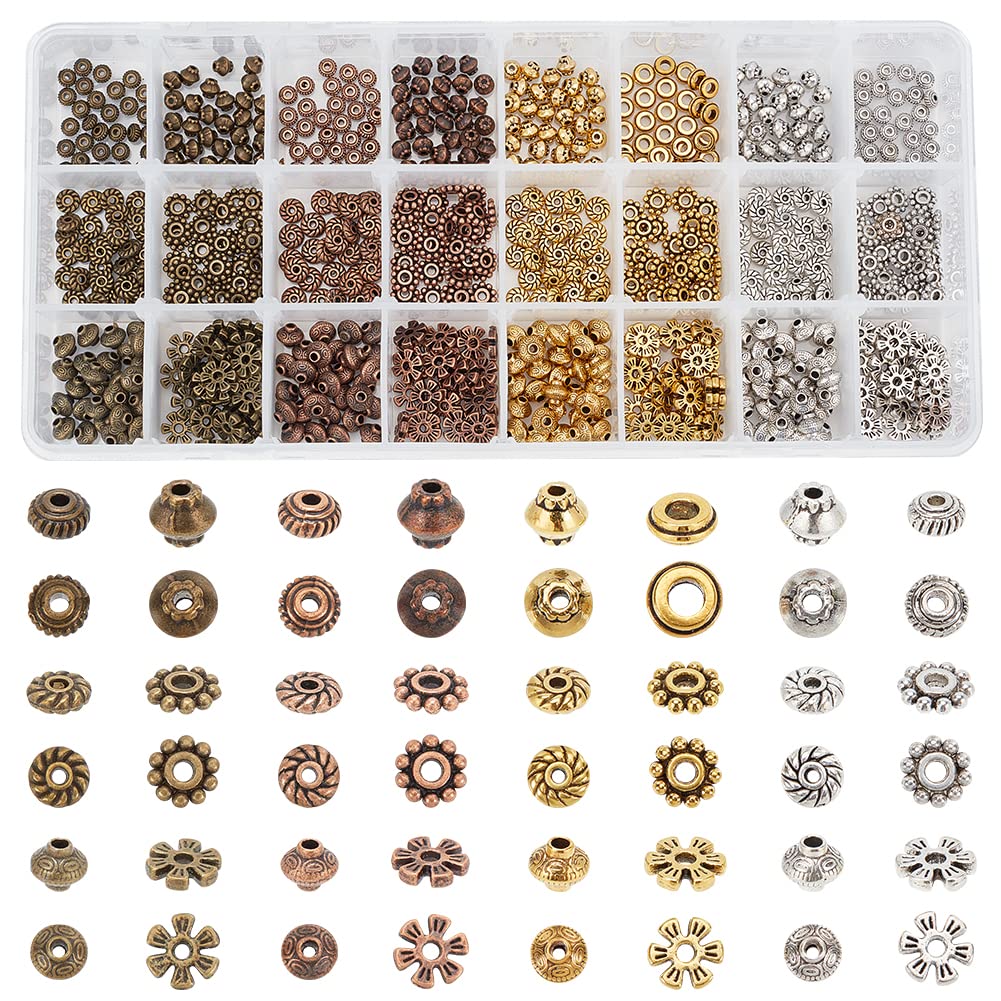PH PandaHall 80pcs 8 Styles Perles Européennes Tibétaines Grand Trou