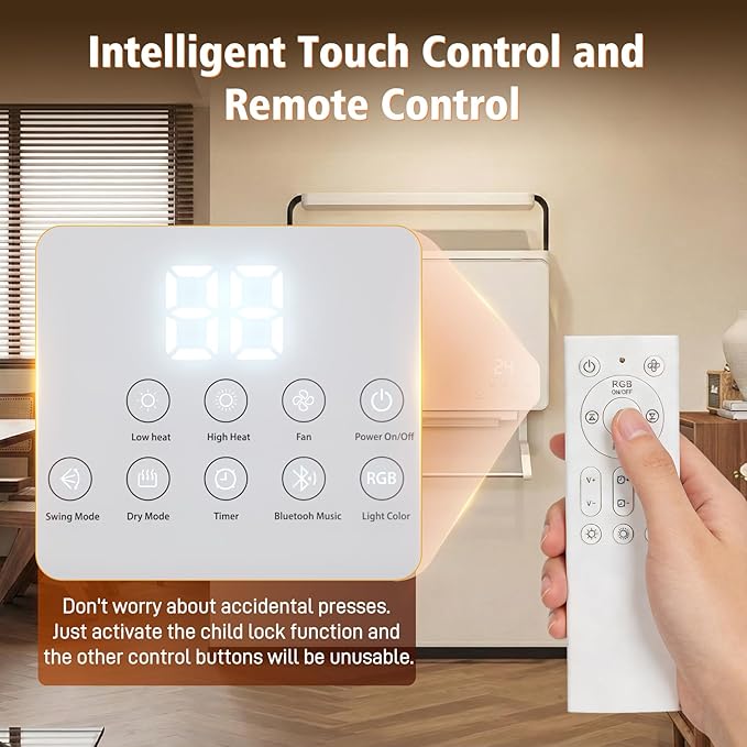 Calefactor Eléctrico de Pared 1800W con Control Remoto y Altavoz Bluetooth miniatura 4
