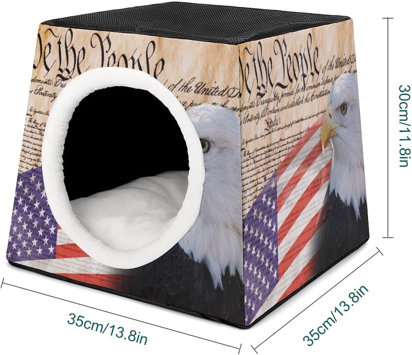 Generic Constitution Eagle and US Flag Cat House for Indoor with Spacious Cat Nest, style-37-2