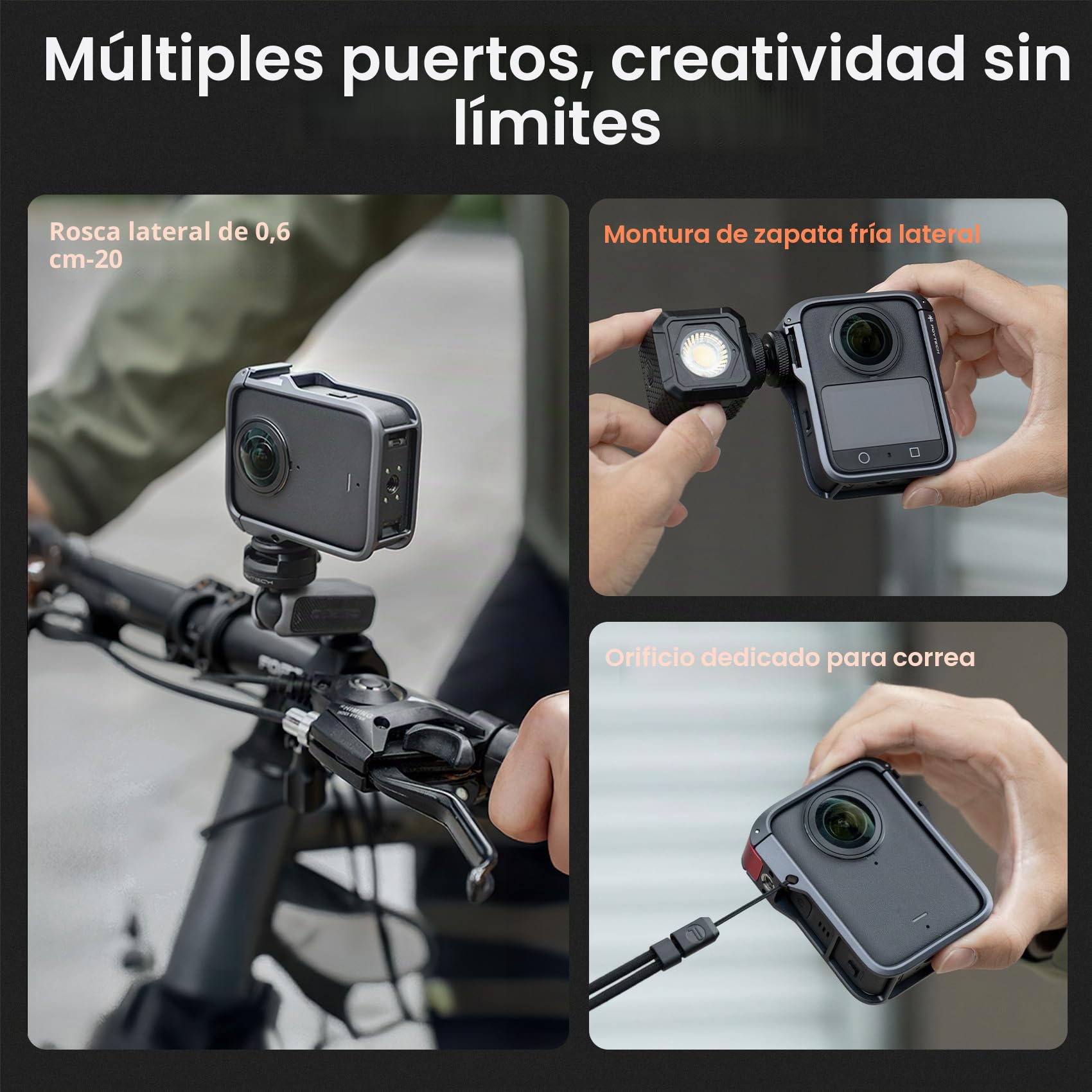 PGYTECH Jaula Cámara para dji Osmo 360, Marco Protector Panorámico | Protección de Marco Completo, Zapata Fría Expansión, Vista 360 Sin Obstrucciones, Bloqueo Rápido, Aluminio Ligero