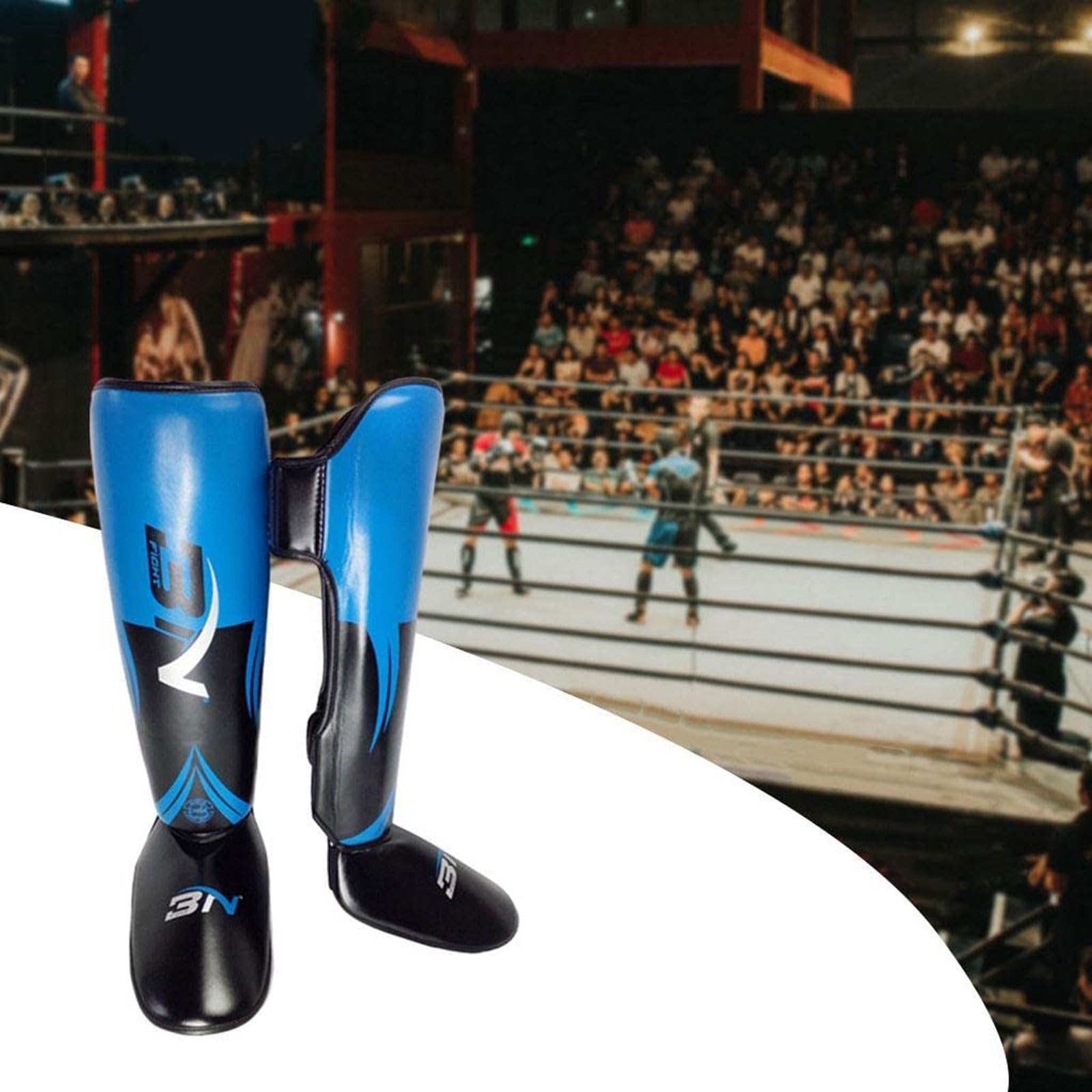 Parastinchi per Muay Thai,Pelle Protettivo Paratibie,Paracolpi con Cinturini Regolabili,protezione per gambe e collo del piede,per Kickboxing,Allenamento,Sparring,Boxe e Arti Marziali