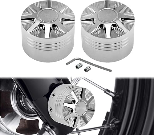 HDBUBALUS Tapas de tuerca de eje delantero para Harley Sportster XL 1200 Dyna Softail Fat Boy Touring Street Road Electra Tri Glide 2 piezas cromadas