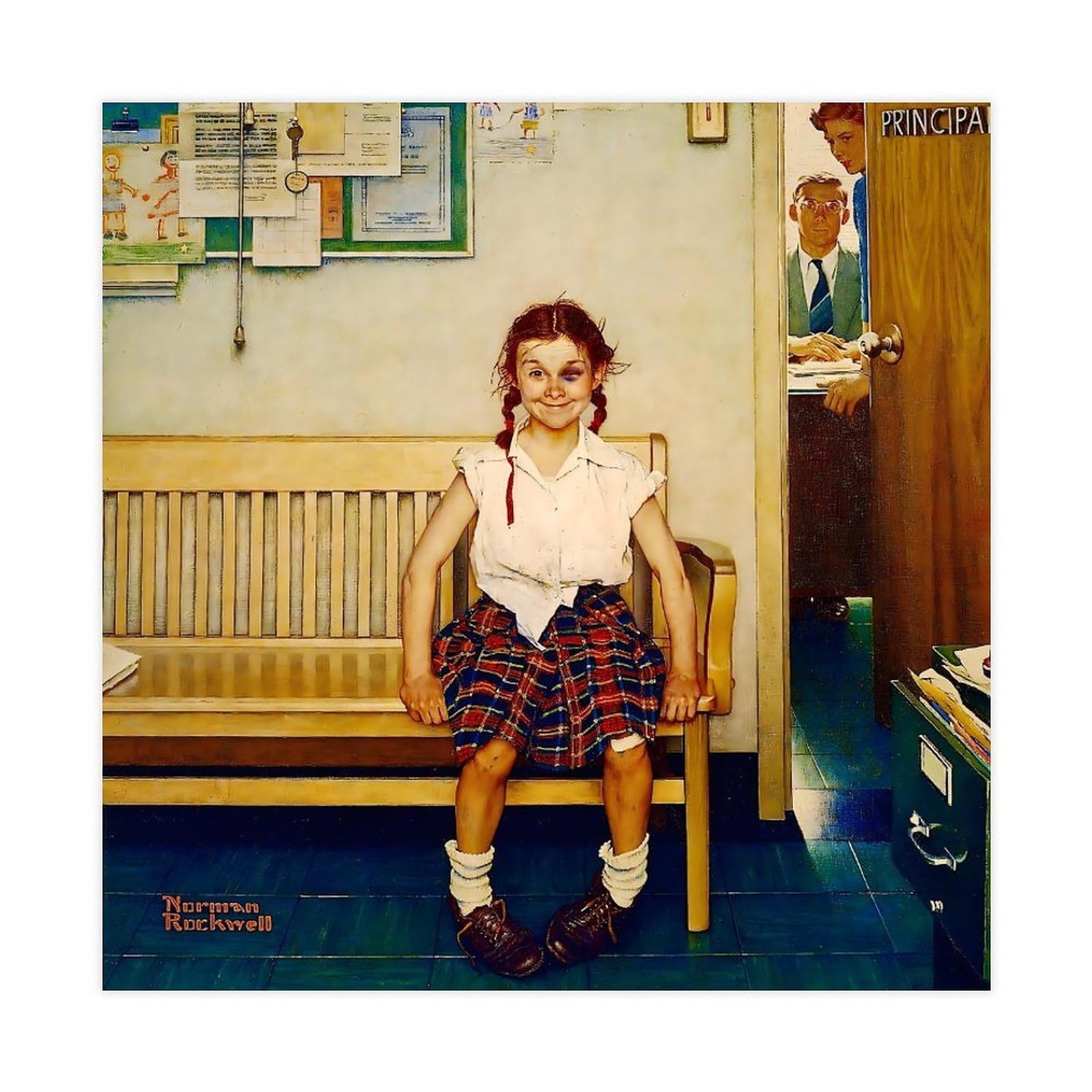 WCYB The Shiner Girl with Black Eye by Norman Rockwell Posters Prints Canvas Deco Paintings Wall Art Unframe 24" L X 24" W