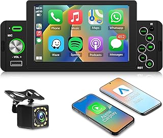 Single Din Car Stereo Wireless Apple Carplay Car Radio Single Din Touch Screen Car Stereo with Carplay, Rimoody 5 Inch 1 Din Radio with Bluetooth Fm Radio Mirror Link Android Auto Backup Camera