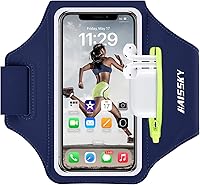 Vista 1 de Brazalete para teléfono celular con auriculares, bolsillo con cremallera, soporte para iPhone 15 Pro Max /14/13/12/11 Pro Max/XS/XR, Galaxy S20 S10