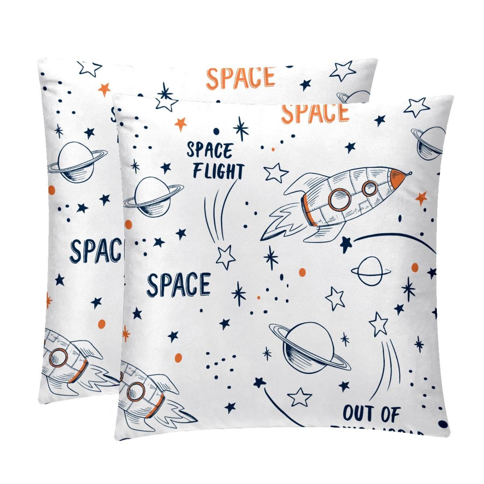 TDGKPZ Rockets Space Throw Pillow Covers 2 Pack Pillowcases Soft Cozy Pillow Cases For Couch Bed Sofa 45x45cm