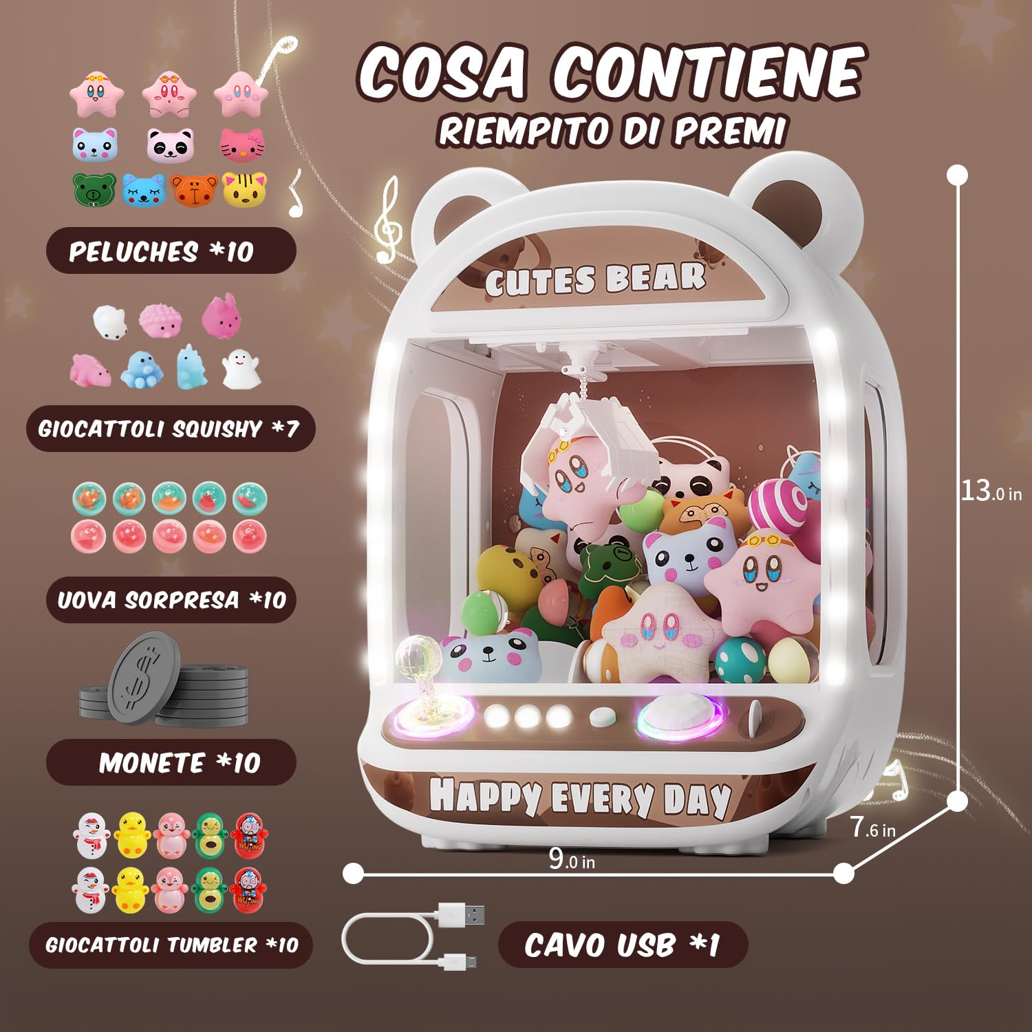 Mini Macchina Grabber A Tema Pinguino Per Bambini – Distributore Automatico Con Doppio Joystick – Gioco Interattivo Per Coordinazione Mano-Occhio