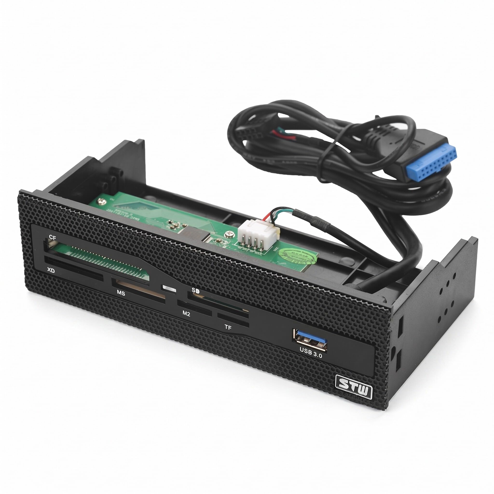 PC Internal Card Reader, USB 3.0 Port High Speed Computer Front Panel, for M2 SD MS XD CF TF Card, Fits 5.25 Drive Bay-image-6