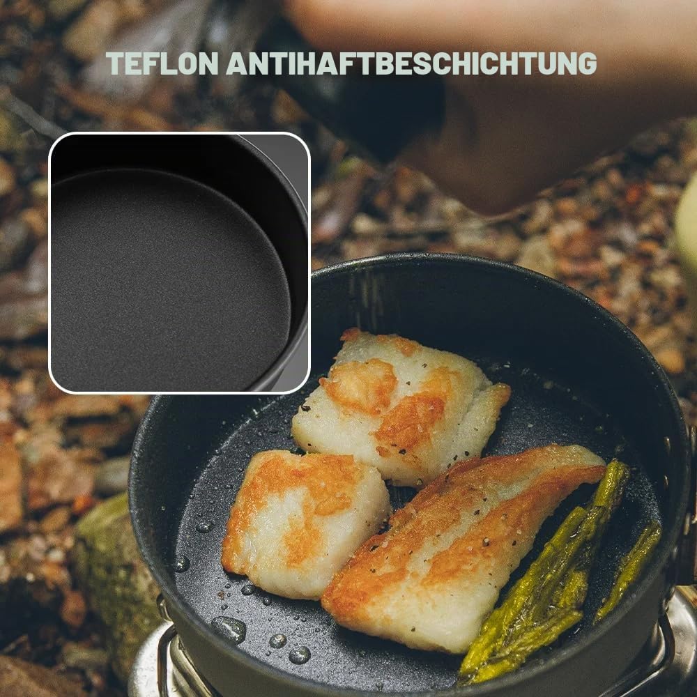 Fire-Maple Frost-Antihaft-Pfanne für Camping, 500 ml, leichte Aluminiumpfanne mit abnehmbarem Griff, tragbare Bratpfanne zum Kochen im Freien