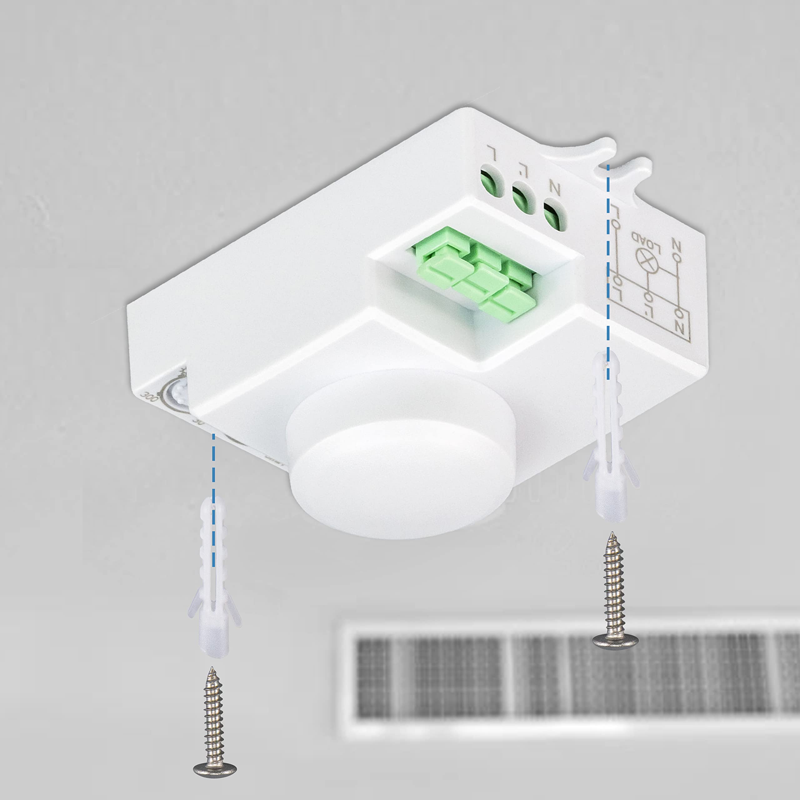 POPP® Electric Interruptor por Detección Sensor Regulable de Movimiento por Microondas de Superficie IP20, MAX. 360º 2-18m, Tiempo 10sec±3sec-12min±1min, Altura (Pack 2 Unidad)