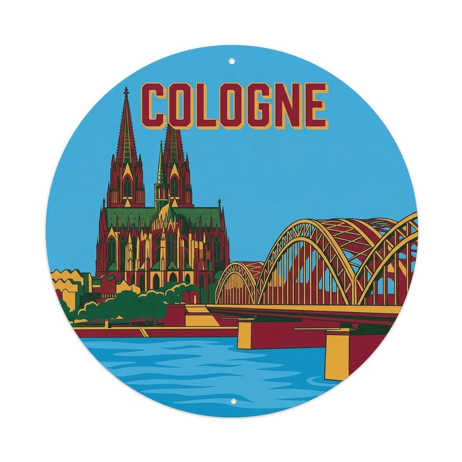Germany Retro Travel Cologne Vintage Metal Tin Sign Plaque Wall Decor for Cafe, Club Bar, Office, Garden Metal Poster 8x8Inch