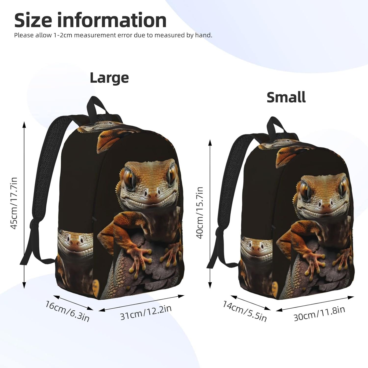 Gecko Lizard Backpack with Adjustable Straps, Suitable for Travel Picnics Activities