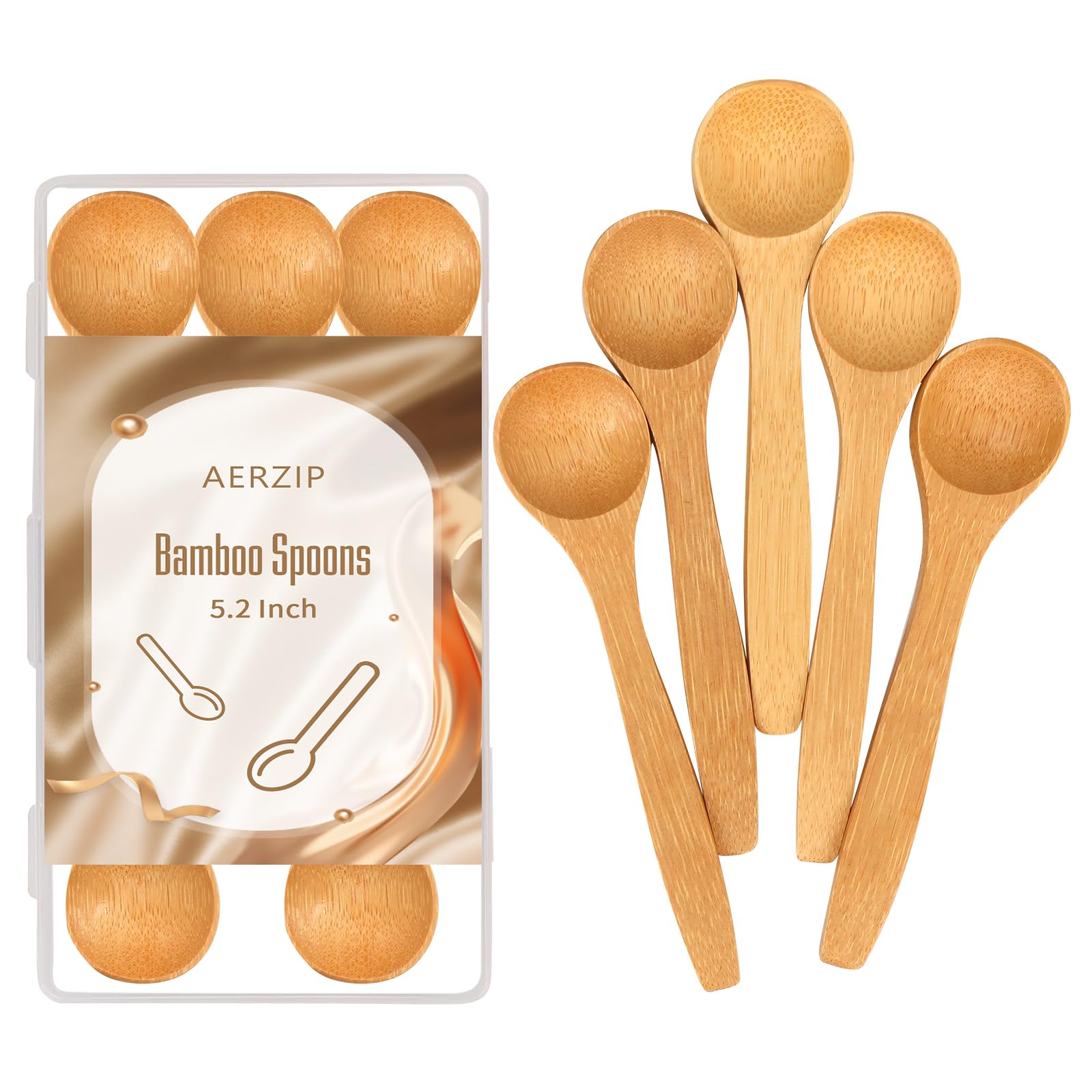 52 inch bamboo spoons small wooden spoons for condiments spices sugar salt jam coffee hrbs and honey tiny wood teaspoons for serving kitchen 5 pcs