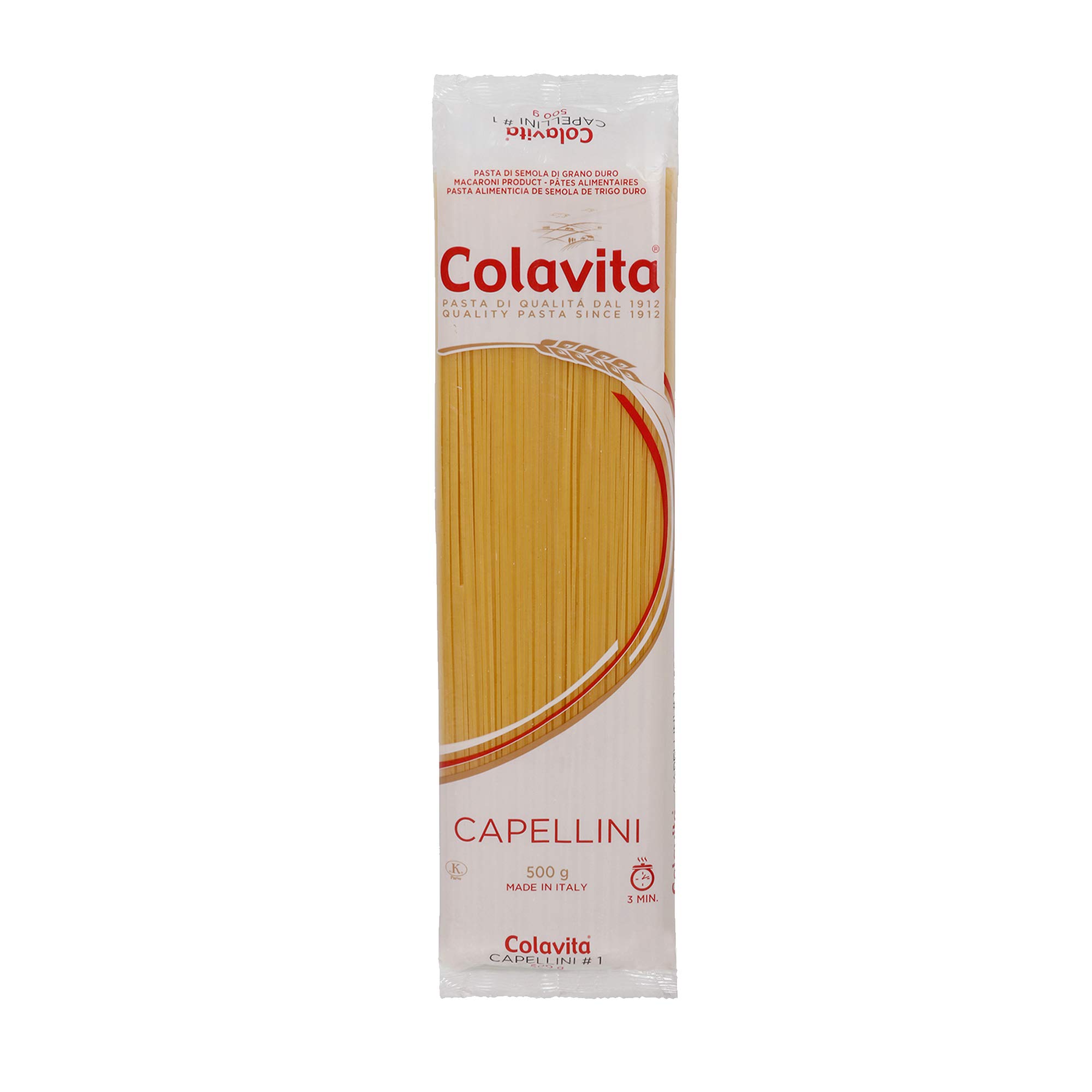 Colavita Capellini, Linguine & Spaghetti Italian Durum Wheat Pasta, 17.64 oz ℮ 500 g, Variety Pack 3