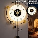 Grande Horloge Murale Moderne pour Salon Décor Horloge Mural Décor décoratif Pendulum Horloge Mur avec Batterie légère Operated Non Ticking pour Chambre Bureau de Cuisine Maison Unique 12.5 * 25.5 1 cm