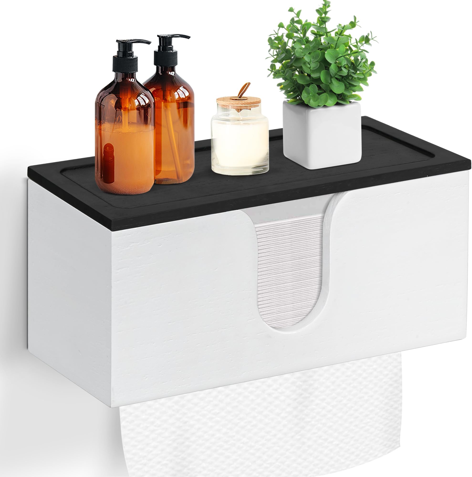 PENGKE Retro Wood Paper Towel Dispenser,Wall Mount and