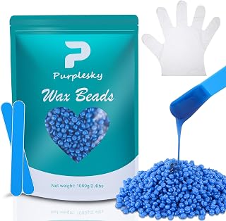 Home Wax Kit for Hair Removal, 2.4lb Hard Wax Beads with Silicone Stick PE Gloves, Sensitive Skin Friendly, Leg, Bikini, Brazilian, Facial, Eyebrow Nose Waxing Kit for Women