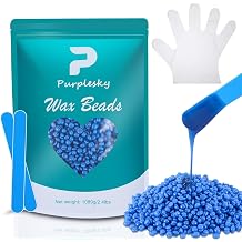 Home Wax Kit for Hair Removal, 2.4lb Hard Wax Beads with Silicone Stick PE Gloves, Sensitive Skin Friendly, Leg, Bikini, Brazilian, Facial, Eyebrow Nose Waxing Kit for Women