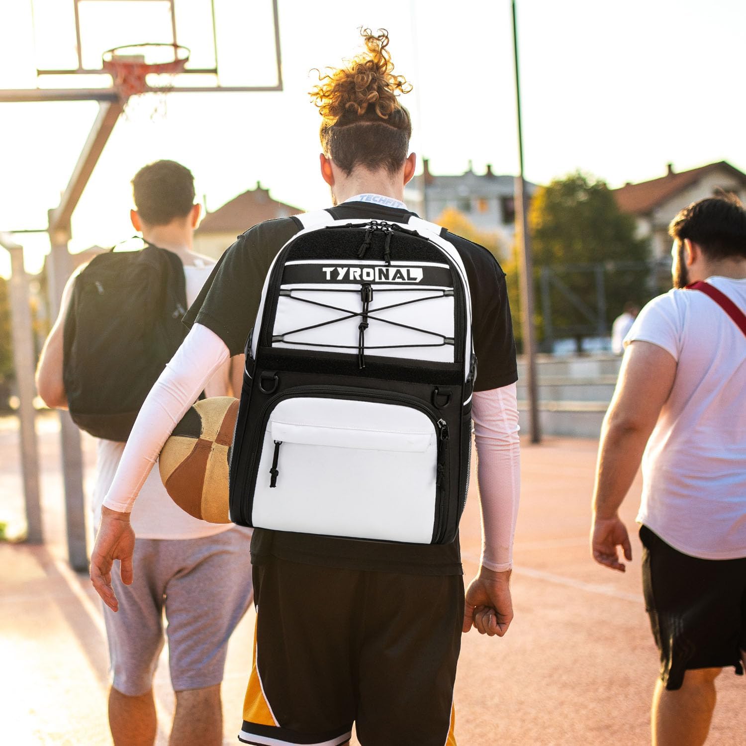Basketball Bag Backpack with Ball Holder and Shoes Compartment | Sport Bags for Basketball, Soccer, Volleyball, Gym, School and Travel. (WHITE)