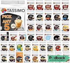 Tassimo Coffee, Tea, Hot Chocolate Pods - Pick Any 5 Packs from 50+ Blends | Including Kenco, Jacobs, Americano, Colombian, Caramel, Latte Macchiato, Flat White, Cappuccino, Chai, Decaf, Milka & More