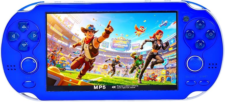 HLF 4.3 inch Retro Handheld Video Game Console Build 2200 Games for Multiple Emulators Dual Joystick Ergonomics Appearanc Support Instant Save/Load Portable Console Game Player MP3/4 Gifts Blue