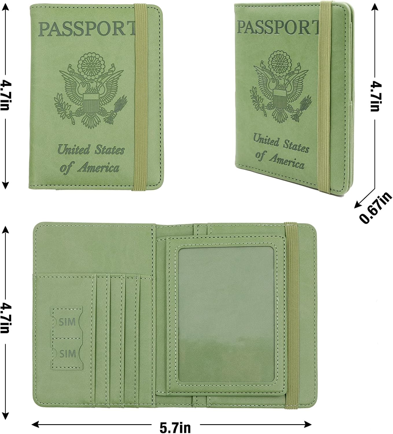 Melsbrinna RFID Passport Holder for Travel, Unisex Adults, Green, Faux Leather, Travel Wallet, RFID Protected image 4