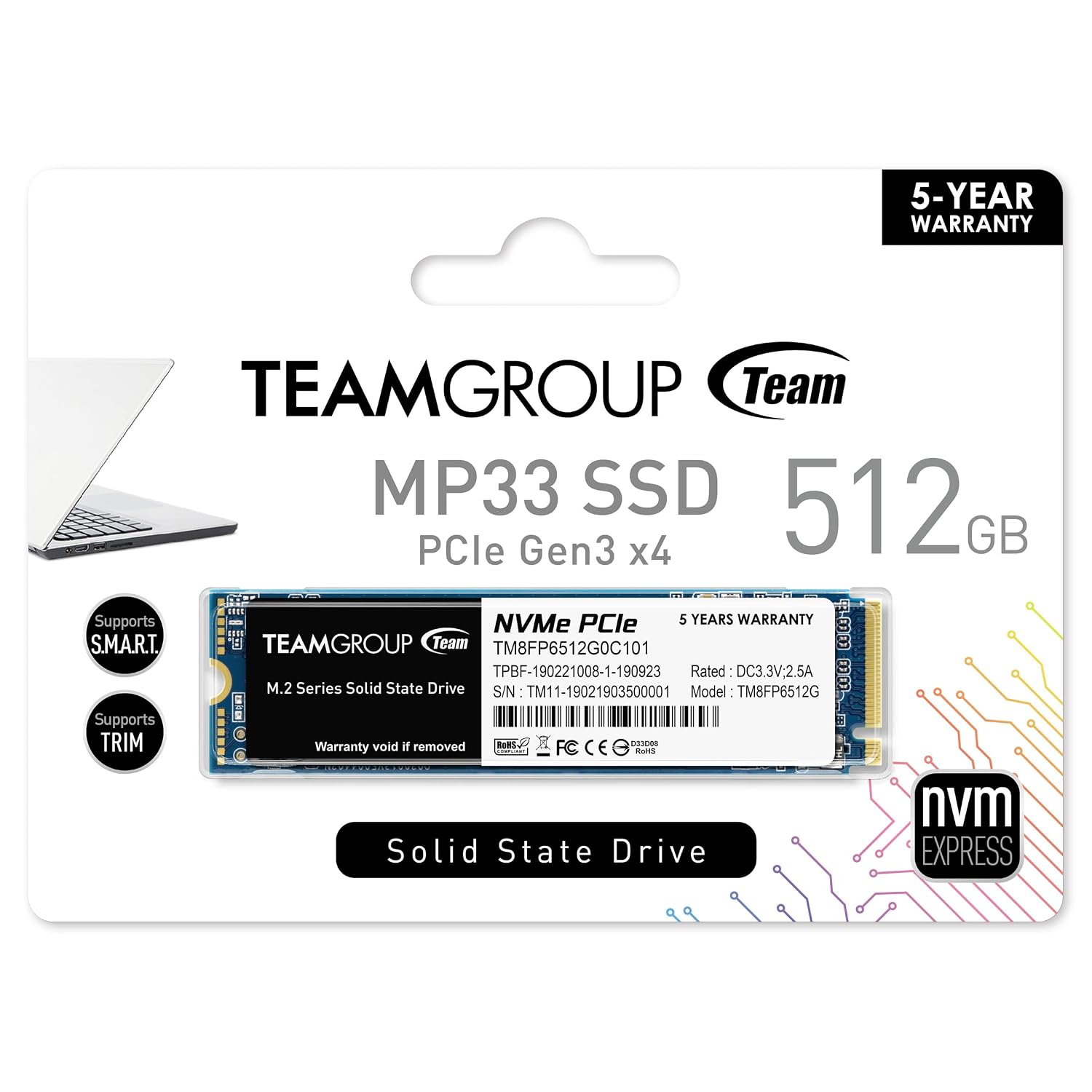 TEAMGROUP 2 x MP33 512GB 3D NAND TLC NVMe 1.3 PCIe Gen3x4 M.2 2280 Internal Solid State Drive (Read/Write 1700/1400MB/s) Compatible with TM8FP6512G0C1P1 Laptop and Desktop PC - Image 6