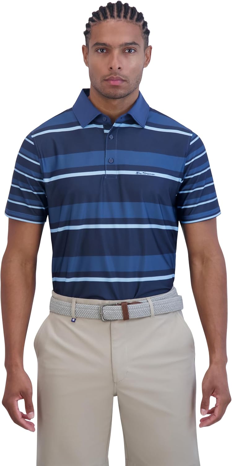 Ben Sherman Men's Performance Golf Shirts– Stretch, Extra Soft Fabric, Moisture-Wicking, Odor Resistant