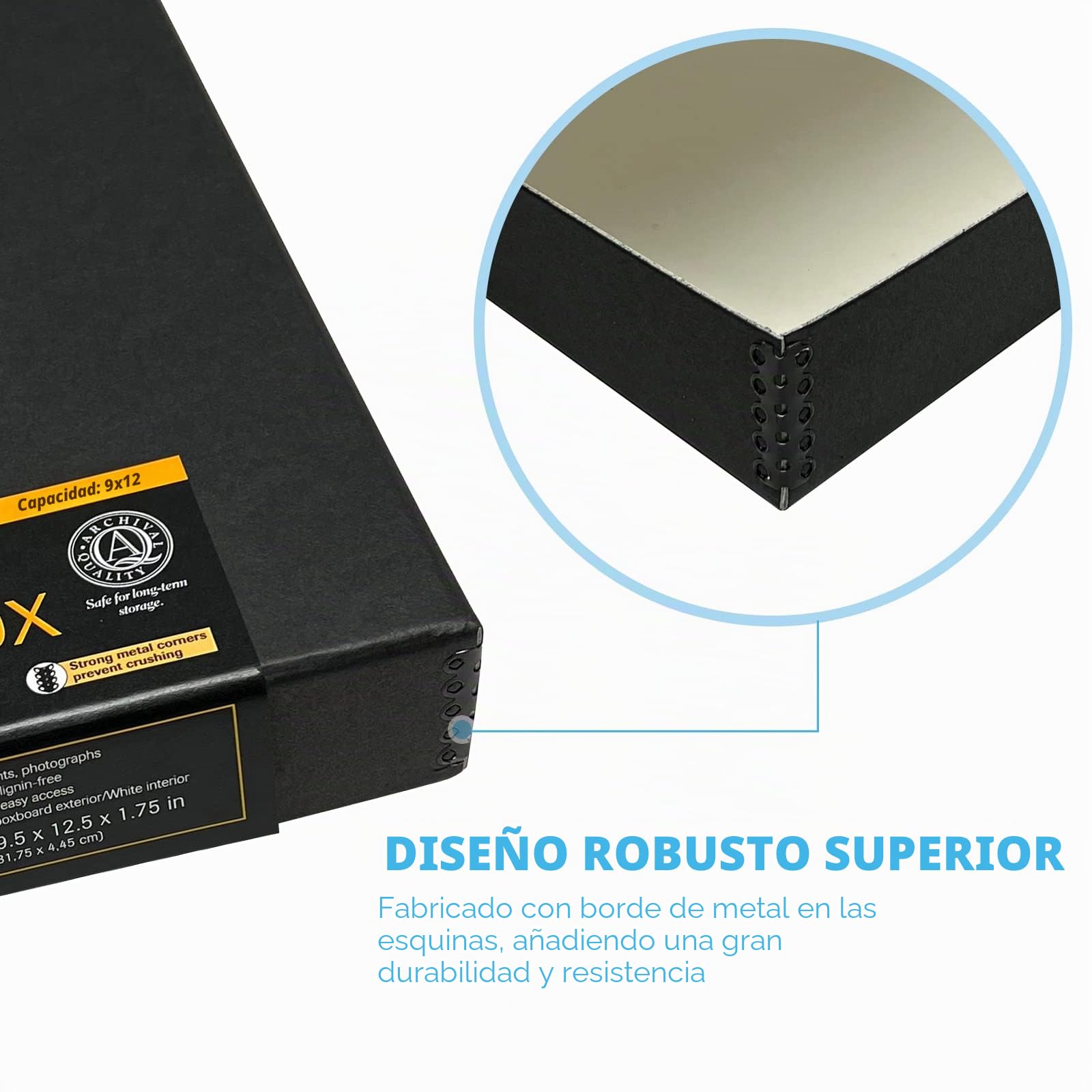 Lineco Archival Folio Box Negro 24.1x31.8x4.4 cm, paquete de 2