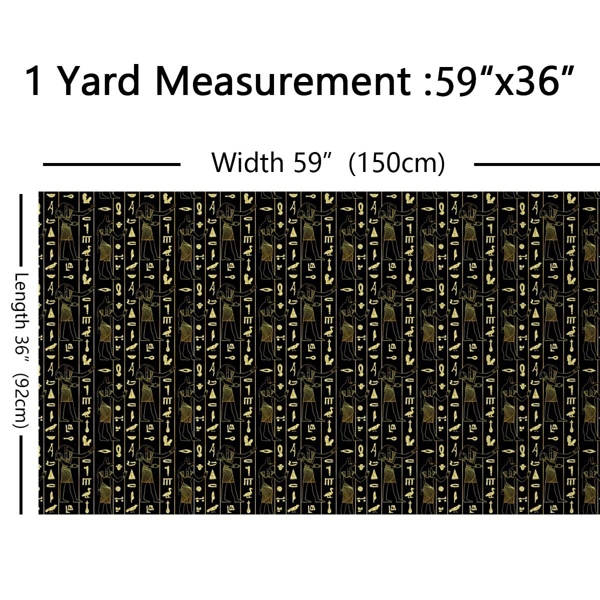 Egypt Culture Fabric by The Yard Ancient Egypt Pattern Upholstery Fabric for Chairs Egyptian Tribal Exotic Decorative Fabric for Upholstery and Home DIY Projects 1 Yard,(L92*W150cm) Black Gold - Image 3