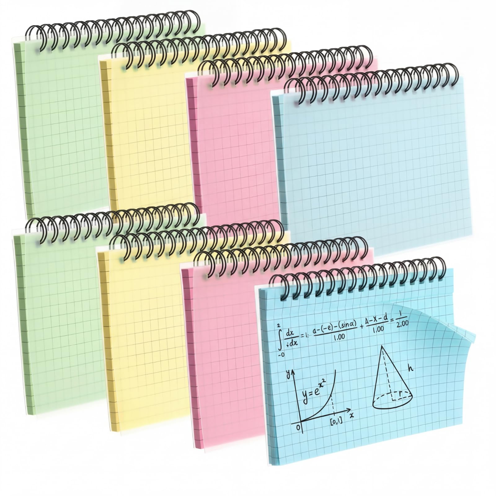 Yahenda 400 Pcs Spiral Index Cards 4x6 Inches Flash Cards with Rings Grid-lined Notecards Index Note Books with Waterproof Cover for Studying Back to School Office Supplies Taking to Do List(Colored)