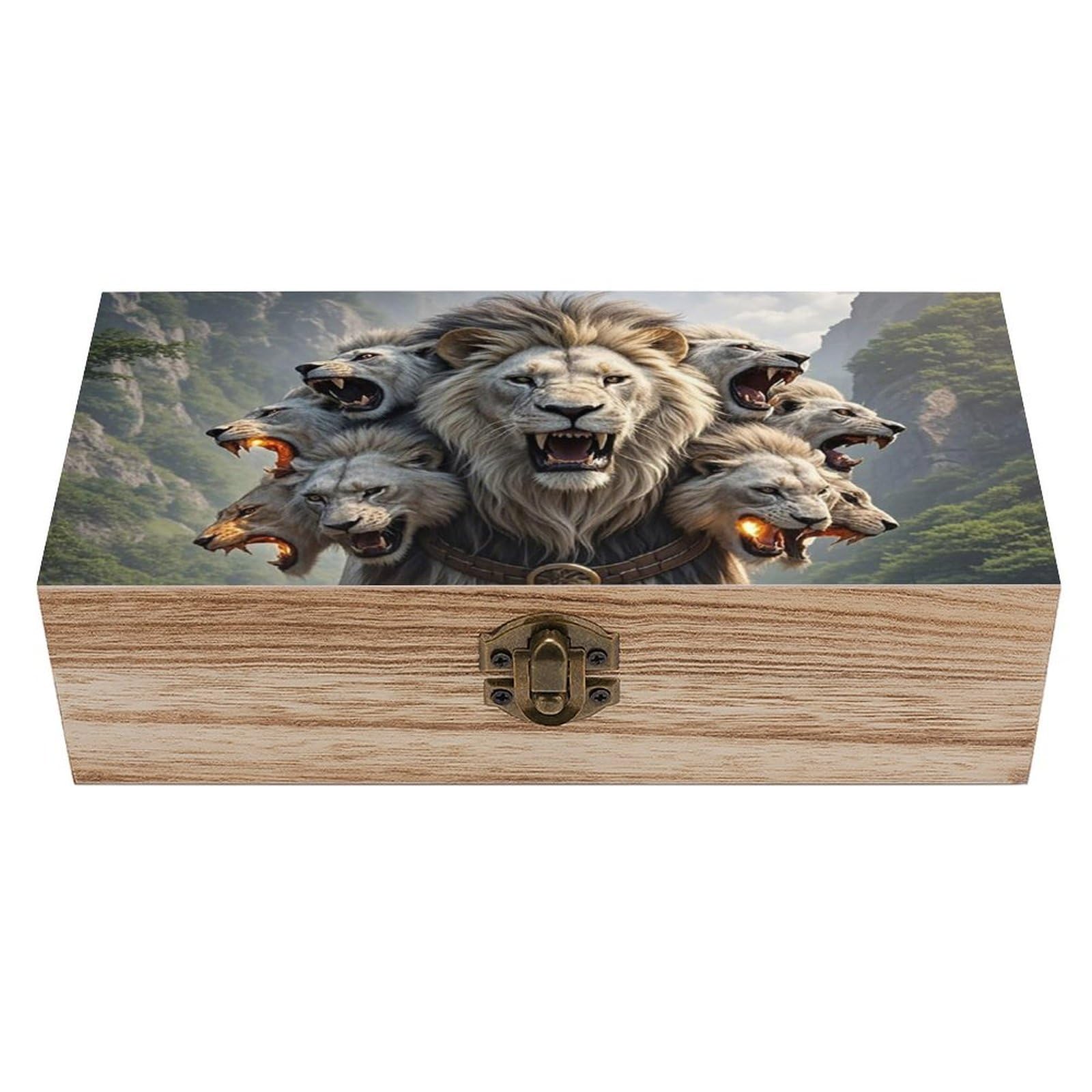 Nine Lions Wooden Keepsake Box with Hinged Lid Handmade Memory Box for Wedding Keepsakes Crafts Jewelry Photos Elegant Decorative Storage Boxes Ideal Bridal Shower Gift